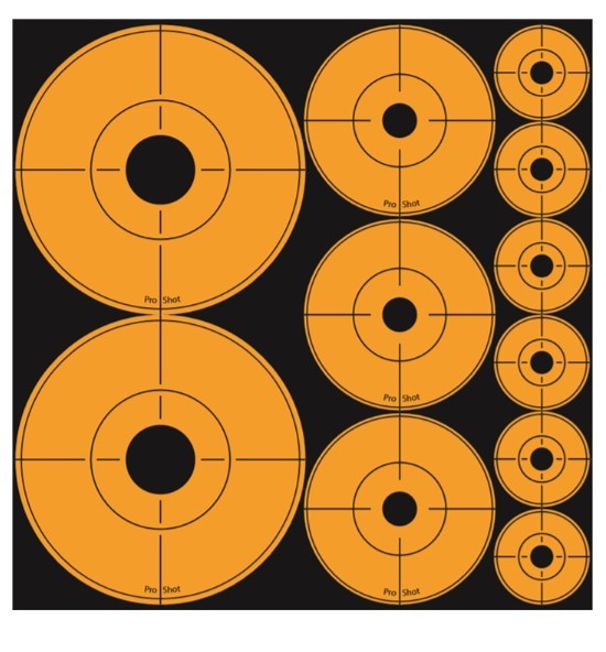 PROSHOT ORANGE PEEL AND STICK ASSORTED - 3IN DOTS 2 2IN DOTS 3 AND 1IN DOTS 6 - 10 SHEETS ASSORTED-DOT - Taurus Savings